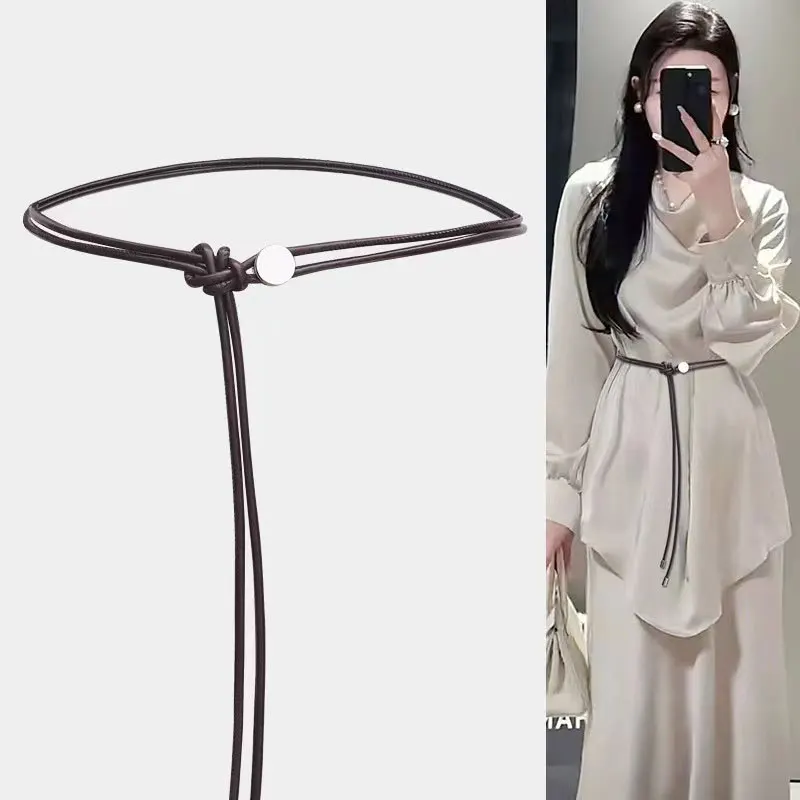 

130cm New Female Waist Chain Thin Belt Simple Decoration Tie With Dress Long Waist Rope Knotted Vintage Dresses String Waistband