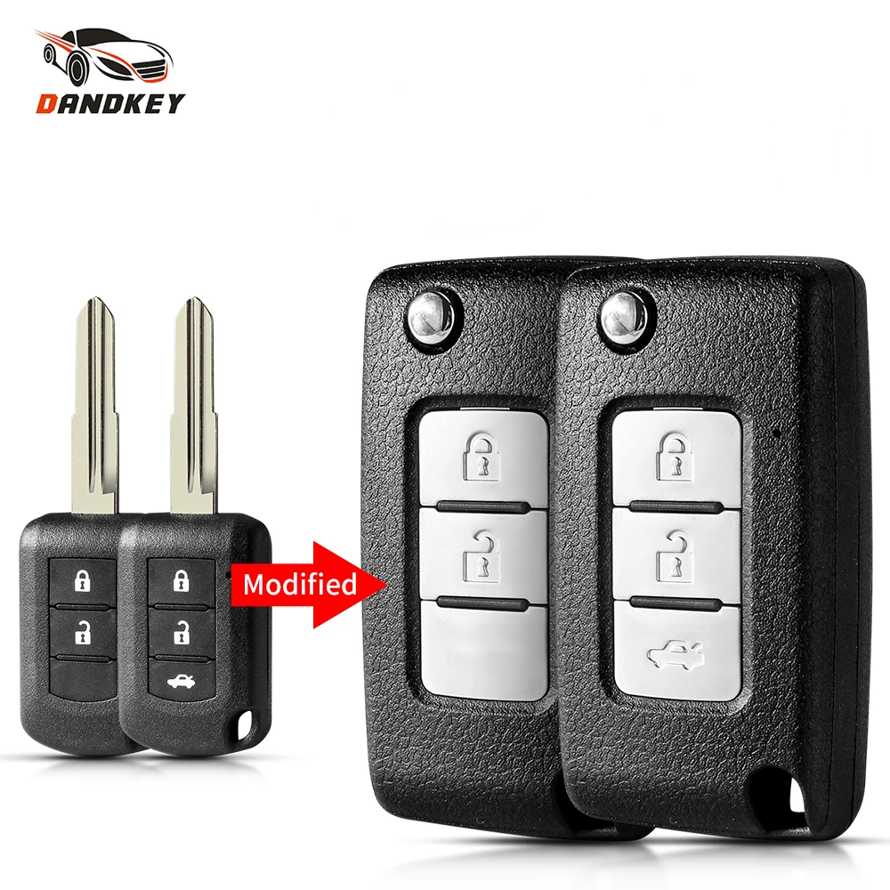 

Dandkey Remote Car Key Case Shell For Mitsubishi Eclipse Outlander Mirage Lancer Fob 2/3 Buttons Modified Flip Key MIT11R Blade