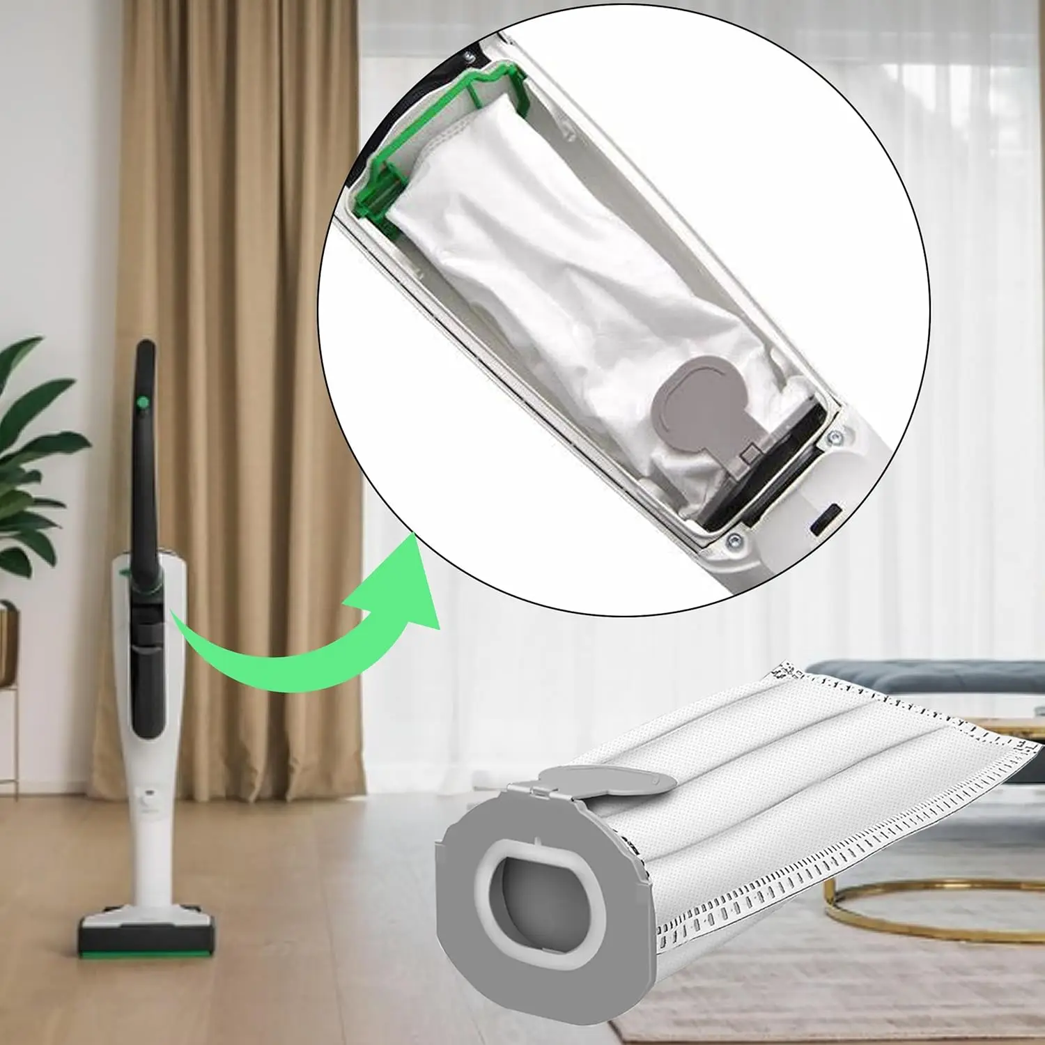 أكياس المكنسة الكهربائية لـ Vorwerk Kobold VK7S VK7 FP7S FP7، أكياس غبار مرشحة للمكنسة الكهربائية ببطارية Vorwerk VK7 FP7 #6