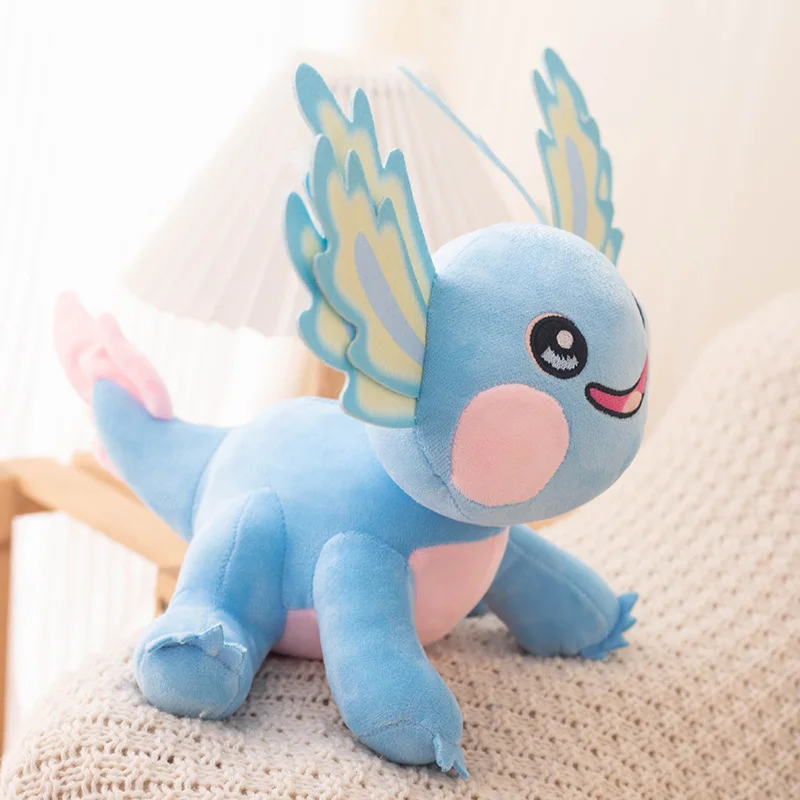 Juguetes de peluche Kawaii Axolotl para niños, Linda Animal de peluche de salamandra, muñeca de Anime colorida azul y rosa, regalo de Navidad y cumpleaños, 25cm