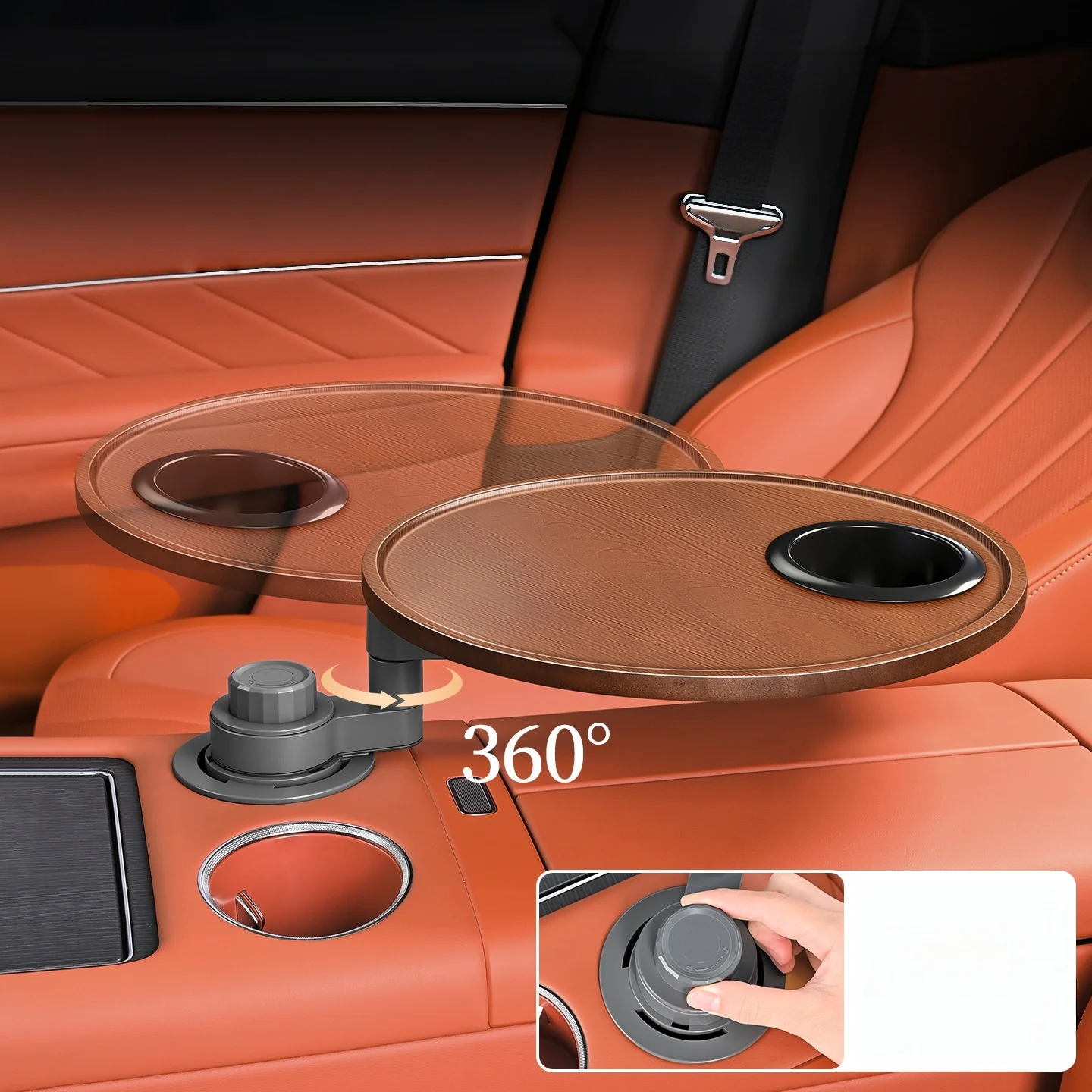 360 ° rotating car mounted small table with front and rear suspended round square dining table