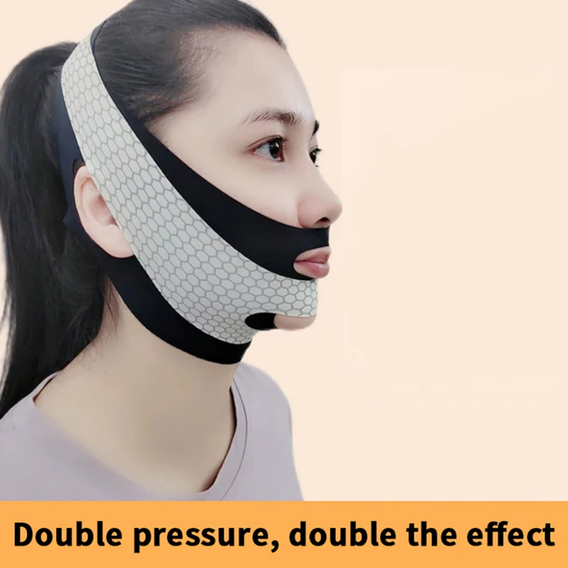 새로운 디자인 턱선 마스크 V라인 이중 레이어 쉐이핑 페이스 마스크 슬리밍 스트랩 조형 수면 마스크 페이스 리프팅 벨트