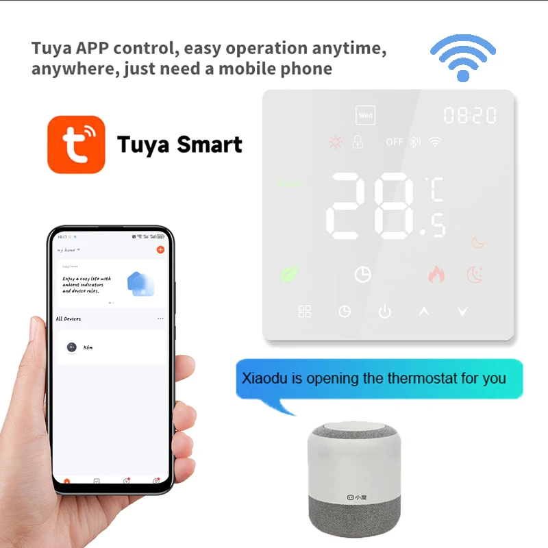 Imagem -05 - Tuya Wifi Termostato Inteligente Aquecimento Elétrico de Piso Trv Água Caldeira a Gás Temperatura Voz Controle Remoto para o Google Home Alexa