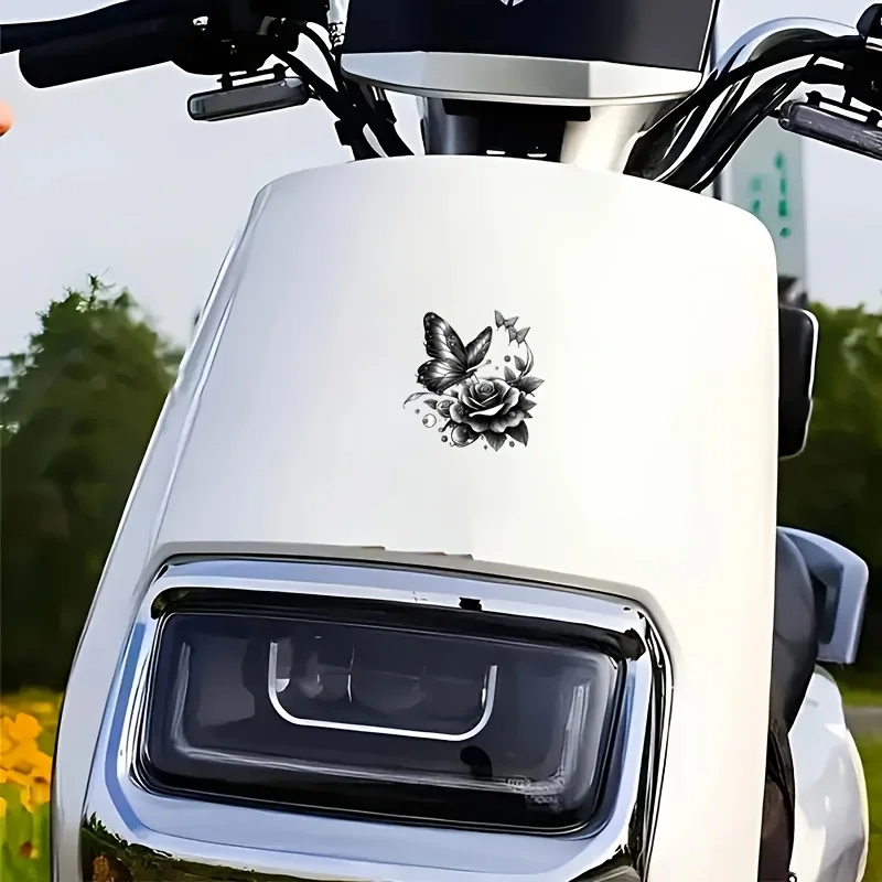 Butterfly Rose Sticker Floral Vinyl Decal Cute Cartoon Design for Car Laptop Bottle Refrigerator Table Decoration