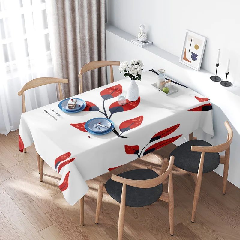 

Red and white tablecloth with large flower print for dining room kitchen home decoration modern style 2016 hot sell item AliExpr