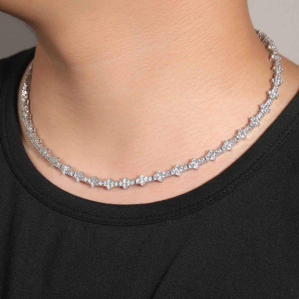 THE BLING KING Honeycomb Tennis Chain Necklace Prong Setting 5A Cubic Zirconia Choker HipHop Fashion Jewelry For Party Gift