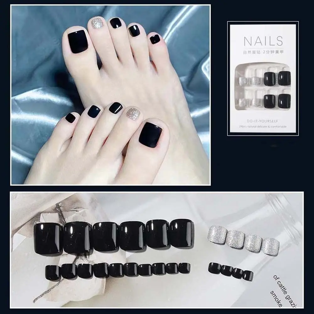 

Feet Artificial Nails Light Luxury Full Cover False Nails Short Nails Patch Rhinestone Fake Toenails Diamond False Toenails