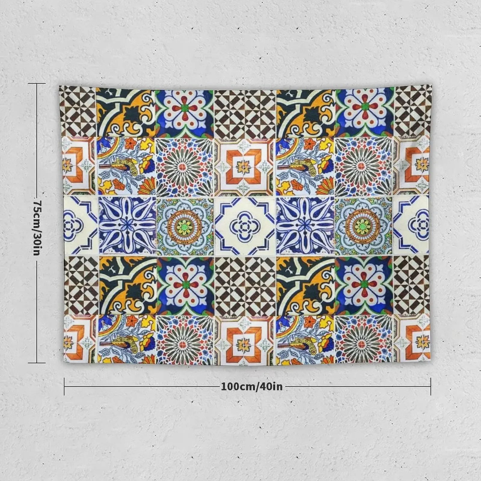 Colorful Portuguese Tile Tapestry Wall Hanging Luxury Living Room Decoration Tapestry