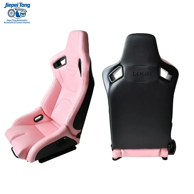 

Hot-selling Universal Adjustable Black Pink PVC Carbon Fiber Exterior Leather Racing Seat