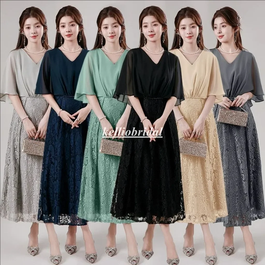 

Customized Classical Design Mother Of The Bride Dresses Plus Size Tea Length Lace Aline Women Party Gown YSM192