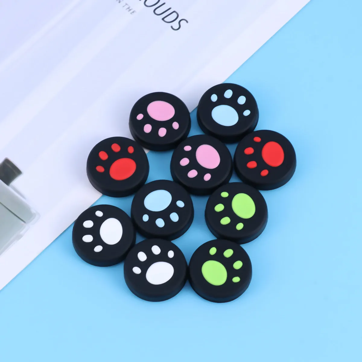 10Pcs Cat Paw Claw Silicone Rocker Cap Protective Sleeve Non Slip Surface Enhanced Grip Joy Cover for Gaming Performance