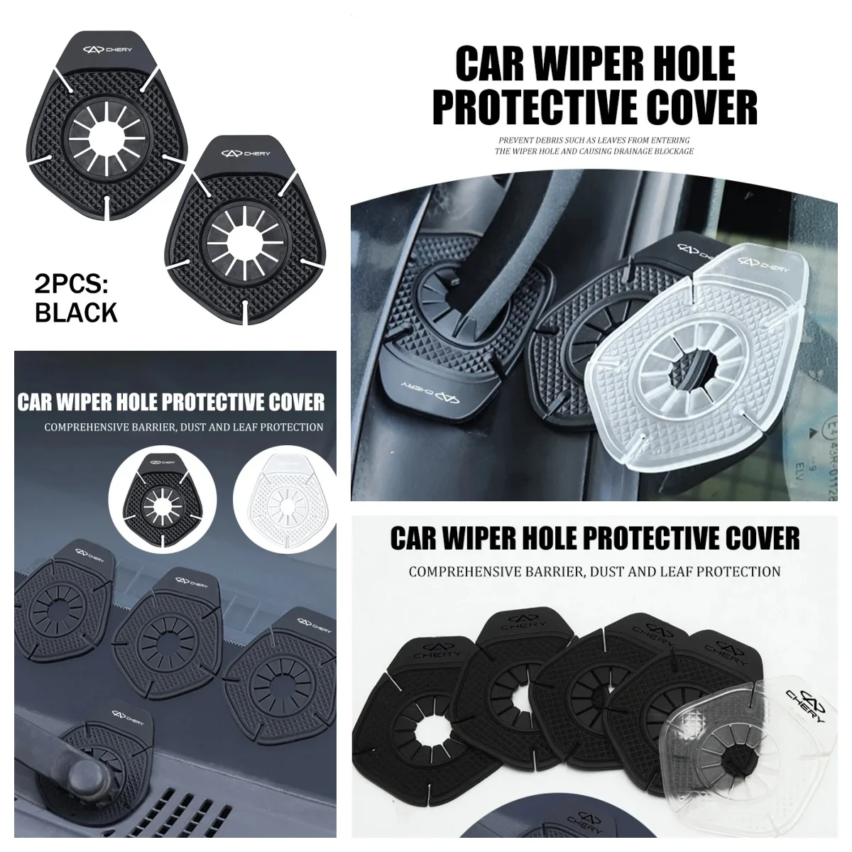2Pcs Rubber Wiper Bottom Hole Dust‑Proof Protector Cap Fit Chery Tiggo7 Tiggo8 Pro Omoda5 Jaecoo J7 J8 Jetour X70 X90 Auto Exter