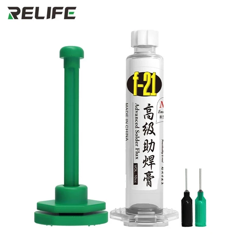 RELIFE F-21 10CC Advanced Solder Flux For PCB BGA Lead-Free Halogen-Free Rework Soldering Welding Syringe Emulsified Paste