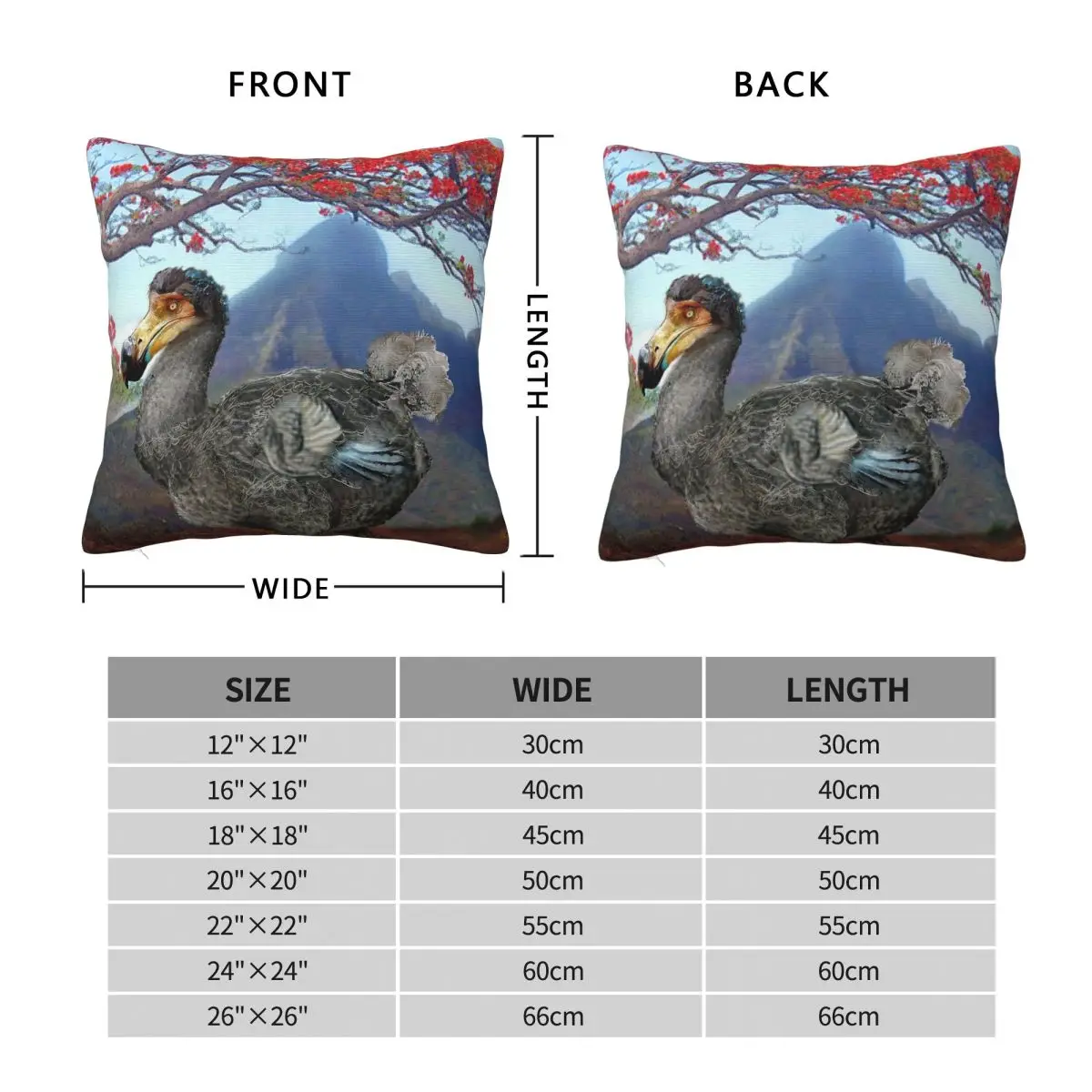 Dodo Mauritius Pillowcase Polyester Linen Velvet Pattern Zip Decor Home Cushion Cover 18