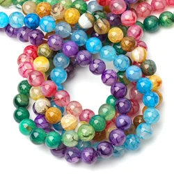 6/8/10mm Multicolor Dragon Veins Stripe Agate Beads Natural Stone Round Loose Beads for Jewelry Making DIY Bracelet Accessories