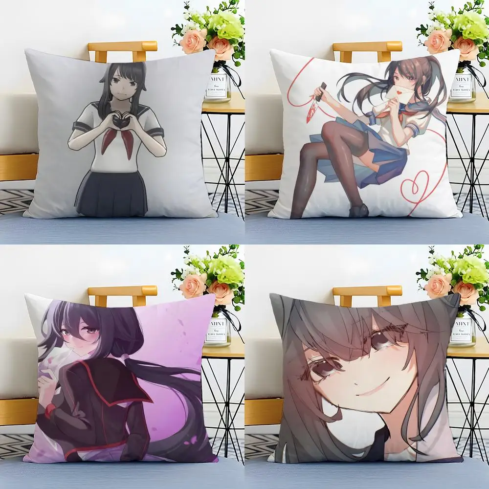 Y-Yandere Simulator Cushion Cover Linen Pillowcase Soft  for Sofa Bed Home Room Decor