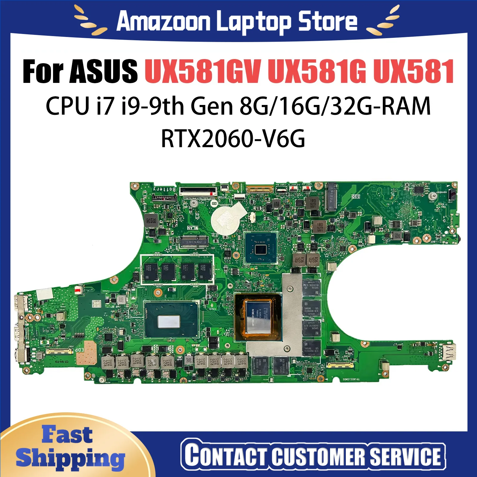 

UX581GV Mainboard support ASUS Zenbook Pro Duo UX581G Laptop Motherboard I7-9750H I9-9980HK CPU RTX2060 RAM-16/32G 3D modeling