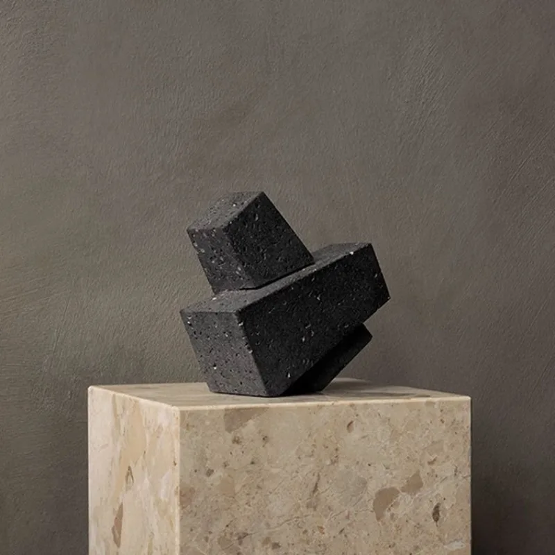 Wabi Sansan wind lava stone bookend ornament,model room sales office exhibition hall  study desktop soft decoration
