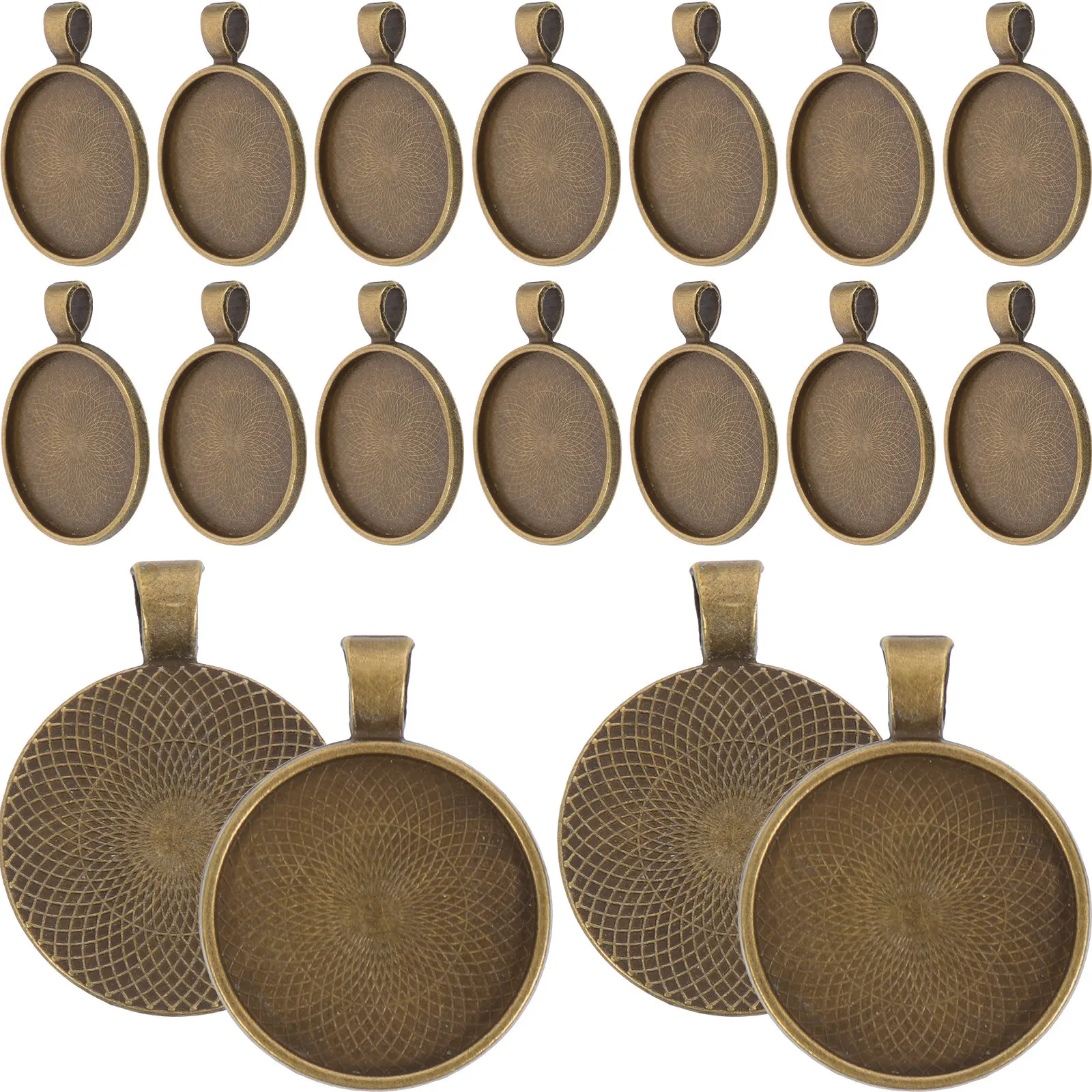 

100Pcs Round Alloy Bezel Pendant Trays Blanks for DIY Jewelry Making Cabochon Settings Necklace Bracelet Craft Supplies