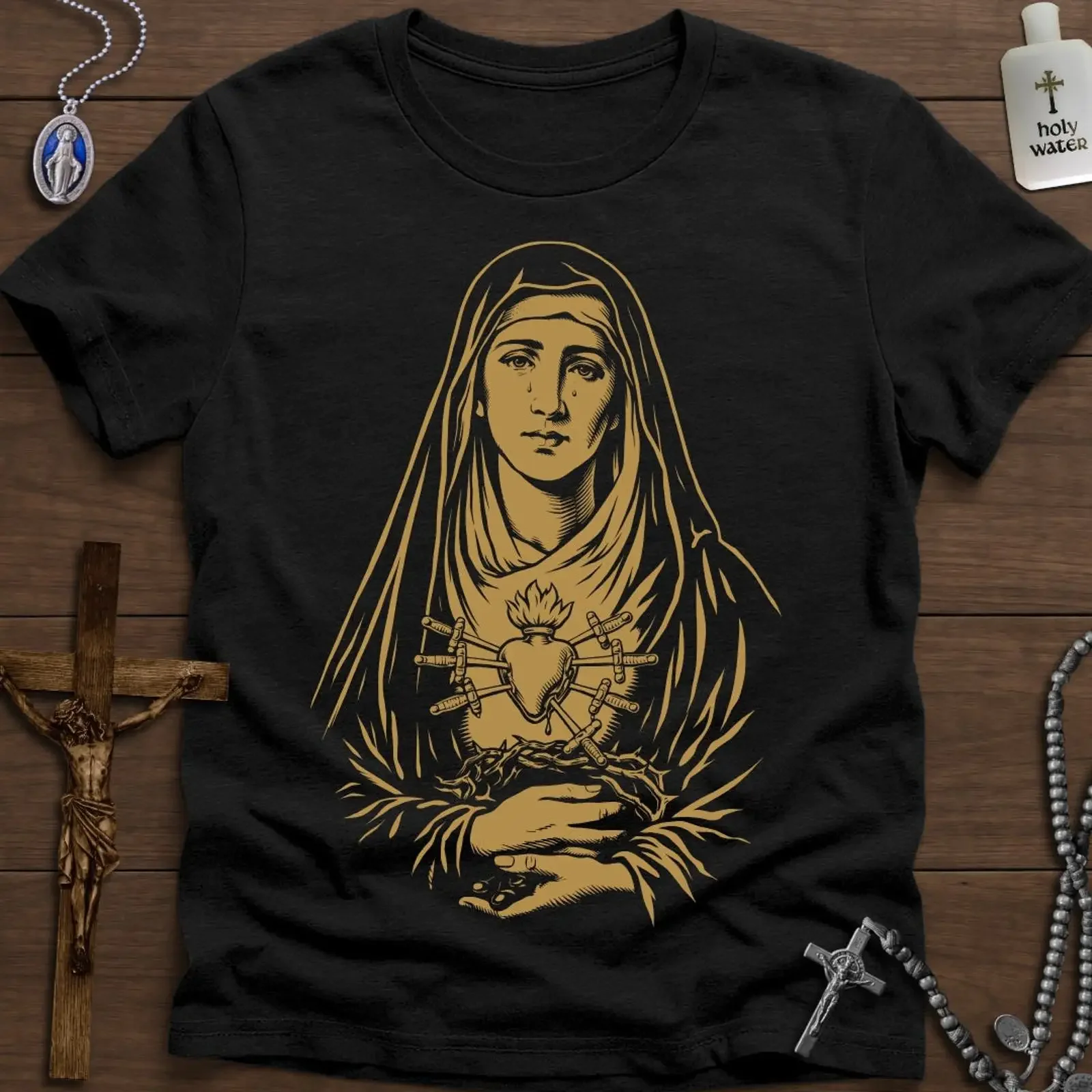 Our Lady of Sorrows v2 vintage Washed Stretched Versatile fashion Stylish Top For Everyday Wear homme streetwear Slightly