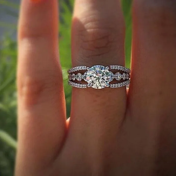 S925 Sterling Silver Ring New Zircon Inlaid Engagement Ring Hot Selling Hand Jewelry