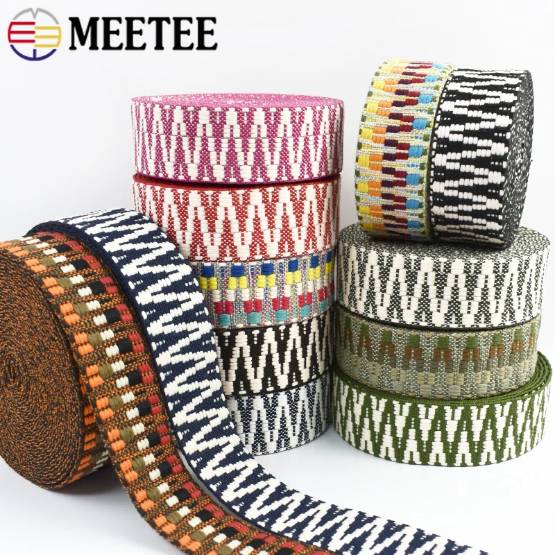 

5/10Yards Meetee 38mm Jacquard Webbing Tape Canvas Shoulder Belt Bag Strap Sewing Bias Band Decorative DIY Sewing Accessories