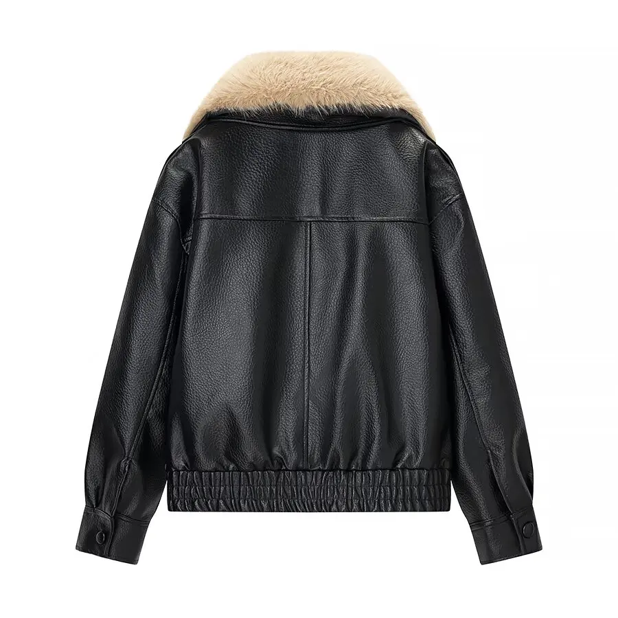 JNLEAOG femmes Faionable détachable en cuir Jaet manteau automne nouveau Design Sle sens polyvalent coupe ample longue Sve