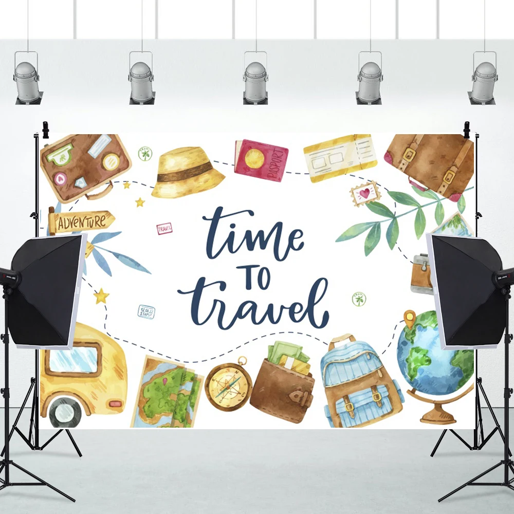 Kinder 1. Geburtstag Party Hintergrund Flugzeug Bus Welt Reisekarte Transport Fotografie Hintergrund Kuchen Zerquetschen Party Dekor