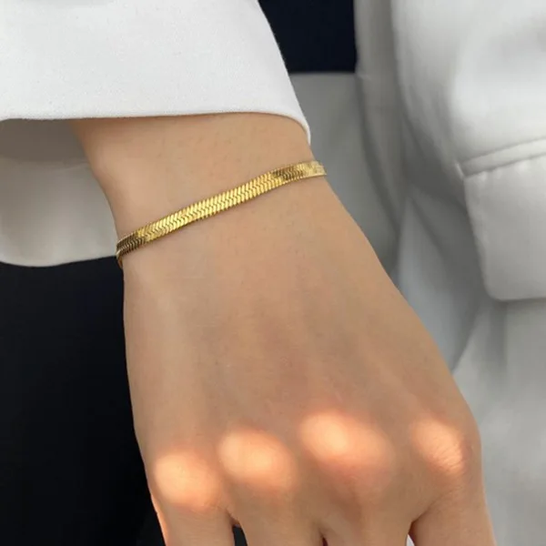 bracelet blade Blade Bracelet Flat Snake Chain Women's Simple Fashion Bracelet Birthday Party Jewelry Gift