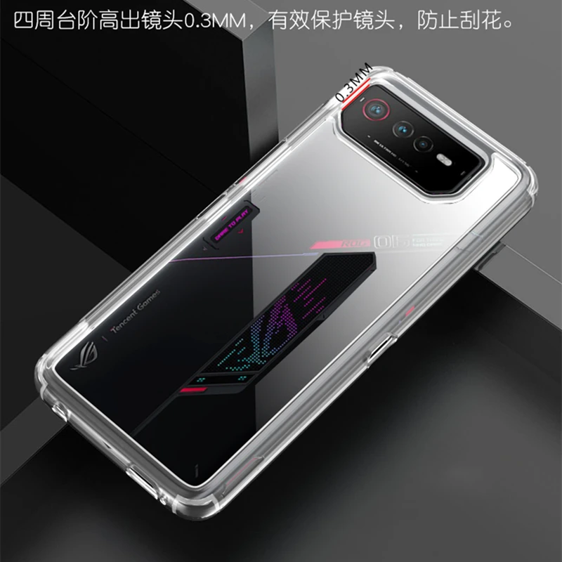 For ASUS ROG Phone 6 Case Stylish Transparent Back Cover For ASUS ROG 6 Pro Case Silicone Acrylic Shockproof Bumper Gaming Shell