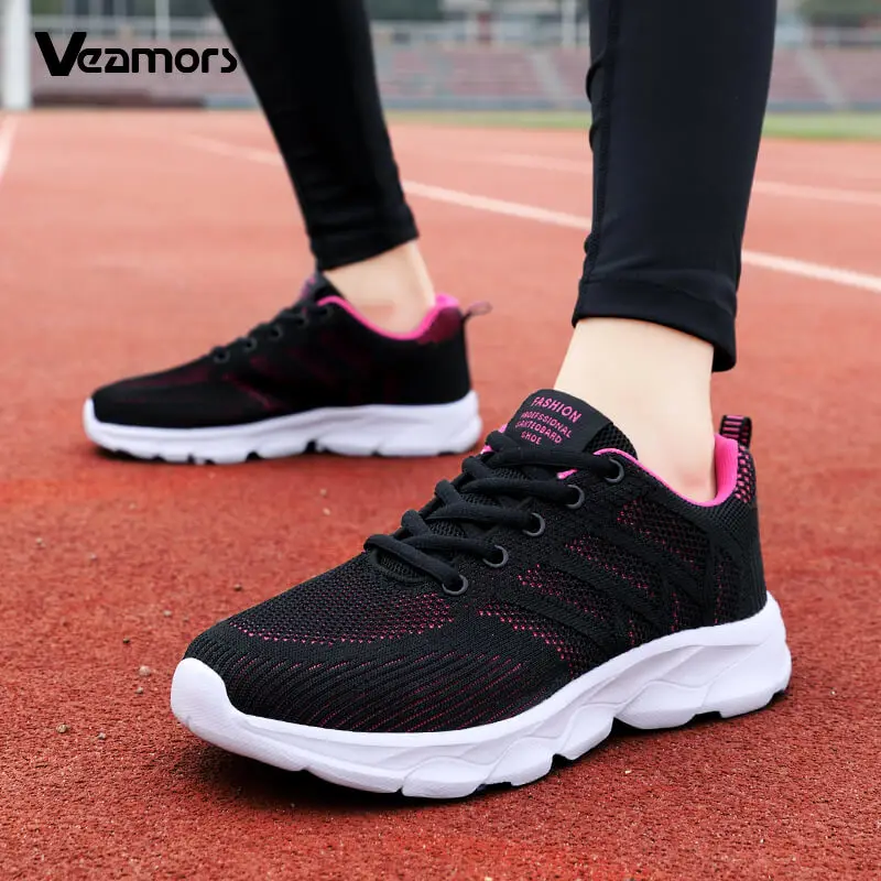 

Lightweight Women Running Shoes Breathable Knitted Casual Sneakers Elastic Walking Shoes Dancing Shoes