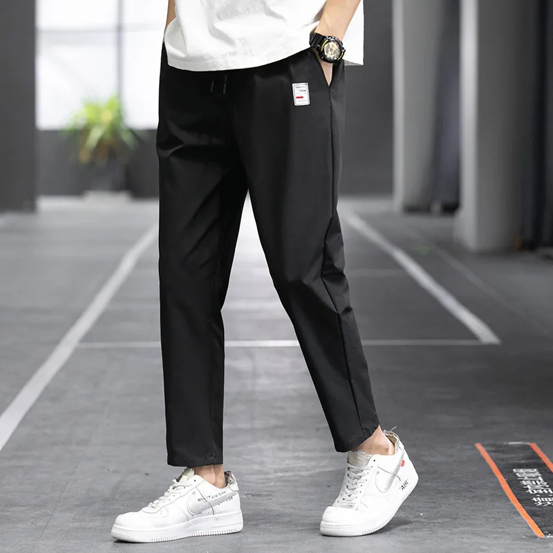 

Quick Drying Sports Jogging Pants Men Cropped Pants Skinny Joggers Men's Korean Fashion 2024 Summer Ankle Length Track Pants
