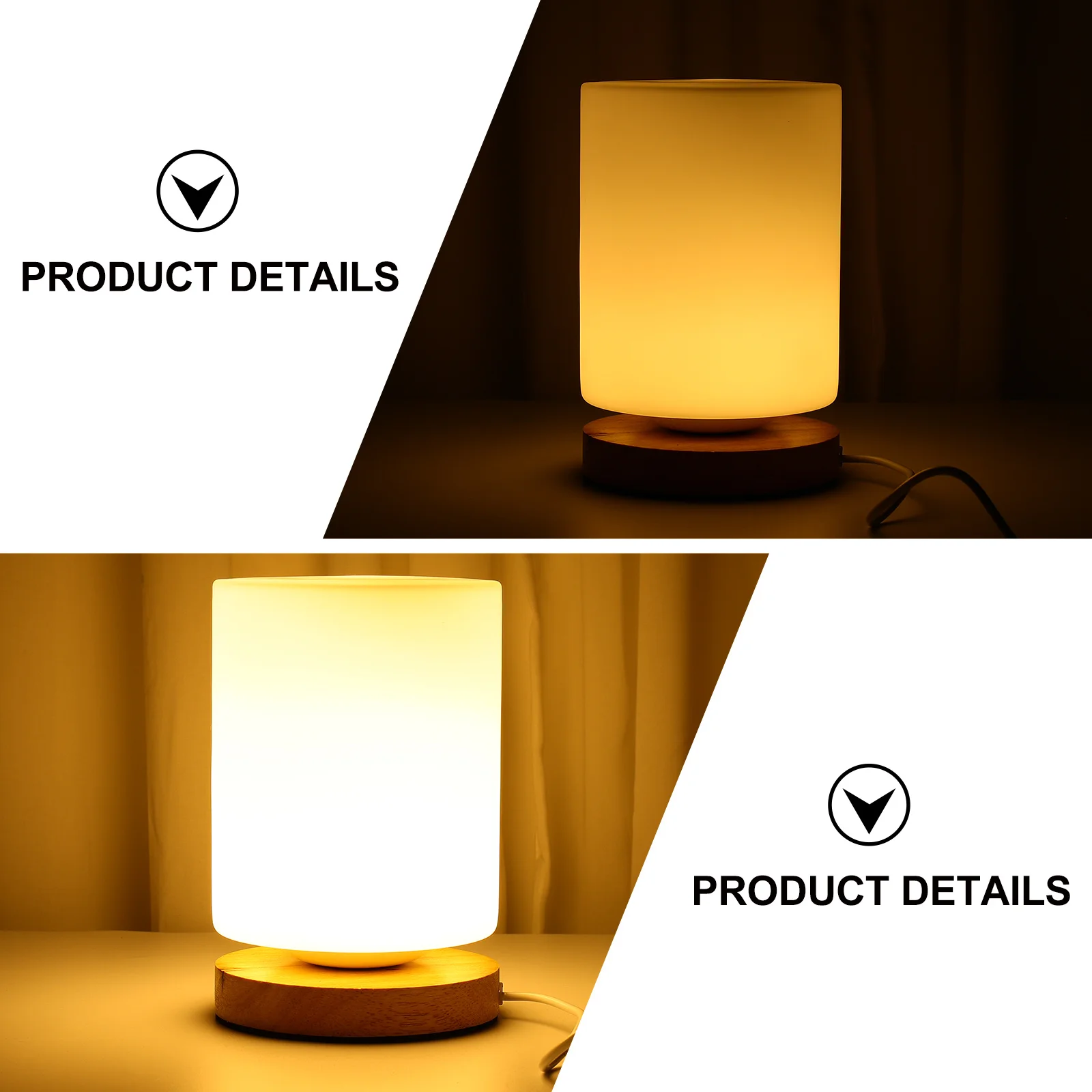 1Pcs Real Wood Night Light LED Decorative Cylinder Shape Touch Lamp Bedside Home Office Room Party Wedding Festival
