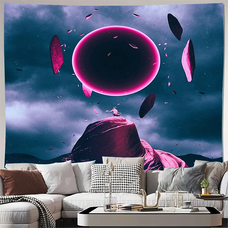 

Галактический гобелен Темный фэнтезийный настенный декор Космическое пространство Фреска Эстетический декор комнаты Домашний декор Черный лес Пейзаж Гобелен