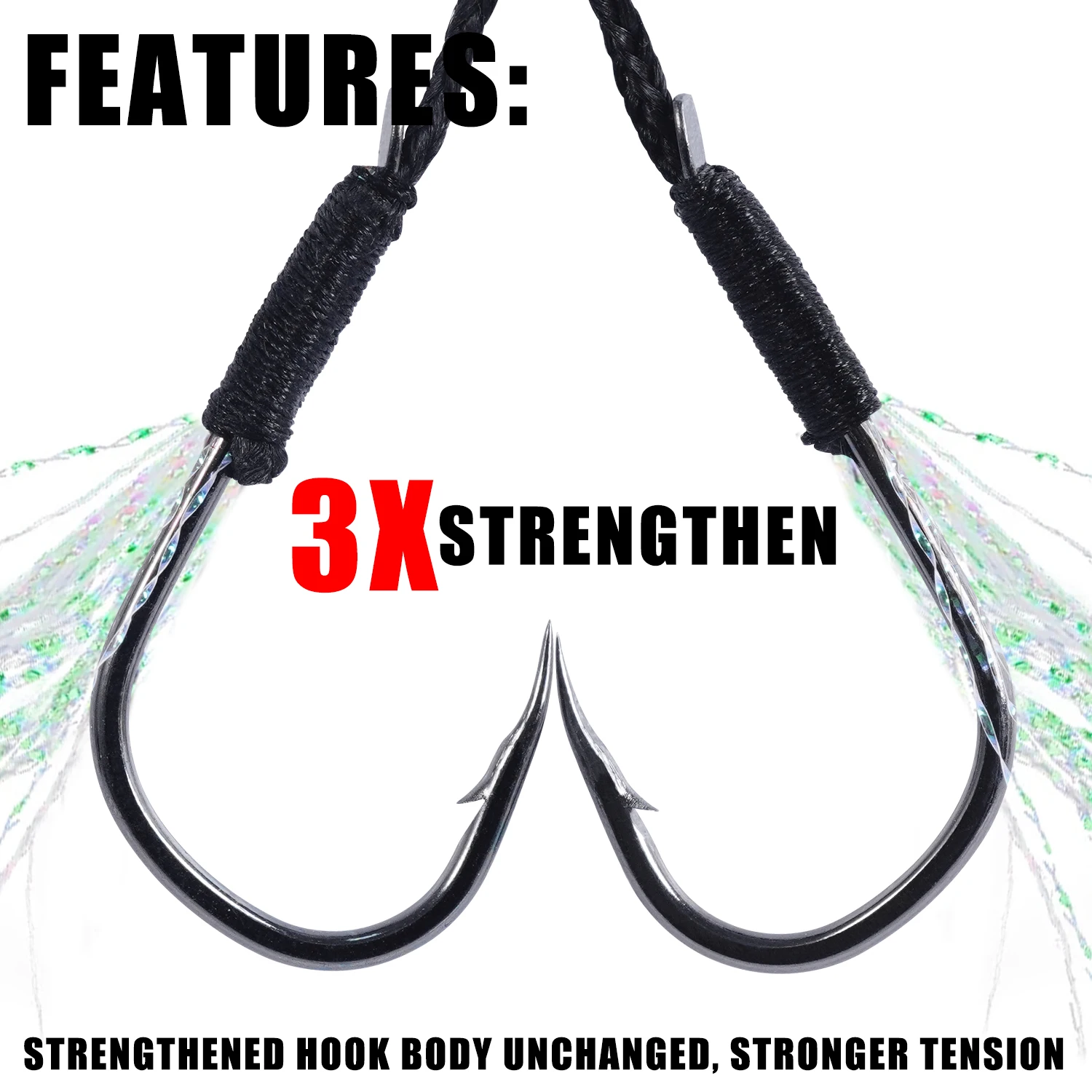 5pair/lot Fishing Hook Jig Double PairHooks Barbed Thread Feather Accessories Pesca High Carbon Steel Fishing Lure Slow Jigging