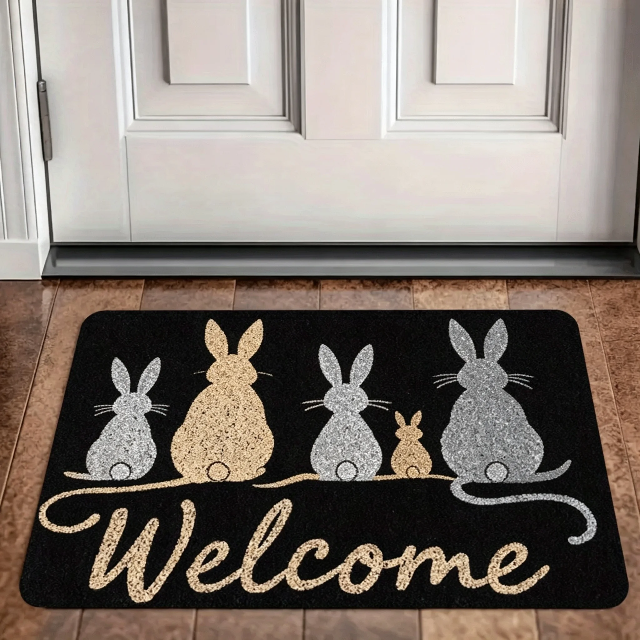 1pc Cat-Themed Welcome Door Mat, Vintage Easy Design with Multi-Cat Silhouettes, Lightweight, Machine Made, Suitable for Living Room, Bathroom, Laundry Room, Kitchen Decor - Perfect for Thanksgiving, Valentine'S Day, Mother'S Day, Independence Day