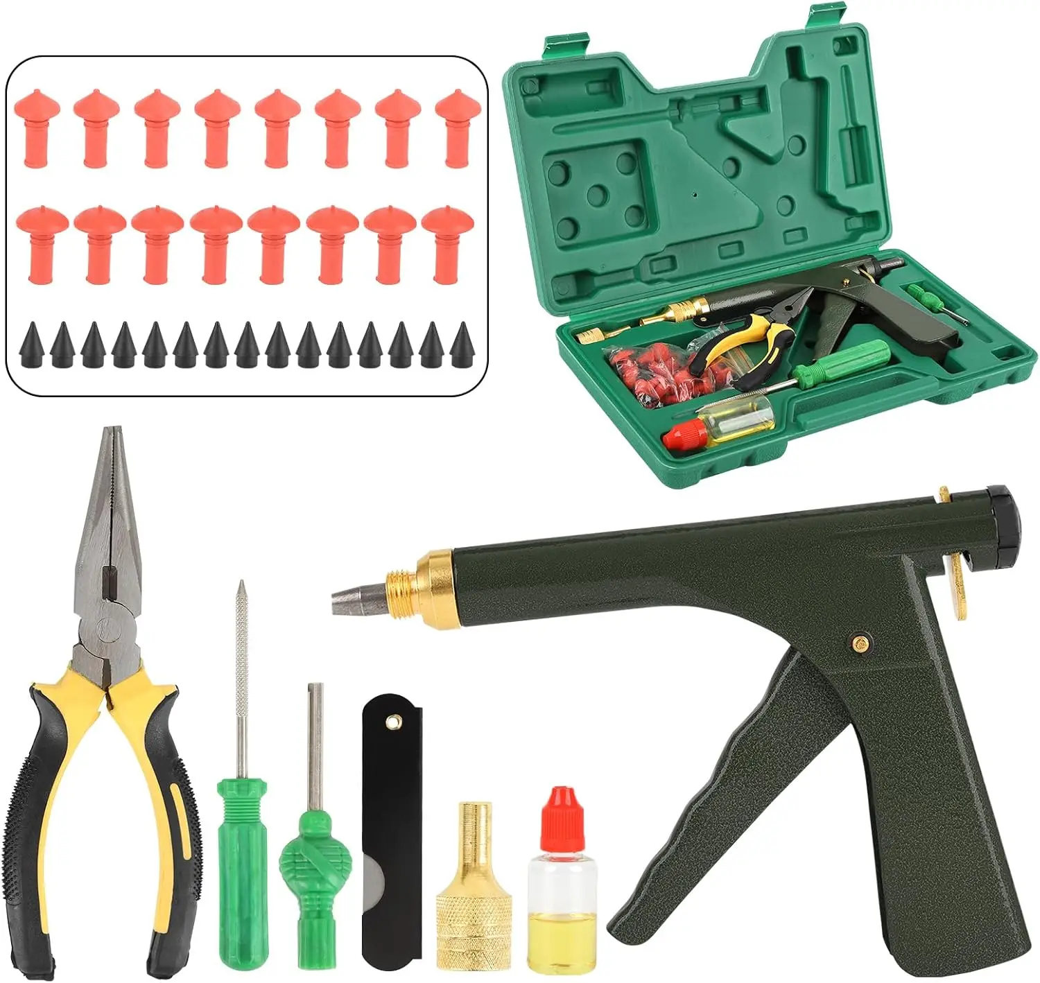 

Ремкомплект для мотоцикла с грибовидной заглушкой - фиксирующийся на плоской подошве с заглушками для шин Комплект заплат для шин и комплект заглушек для шин для быстрого ремонта дороги f