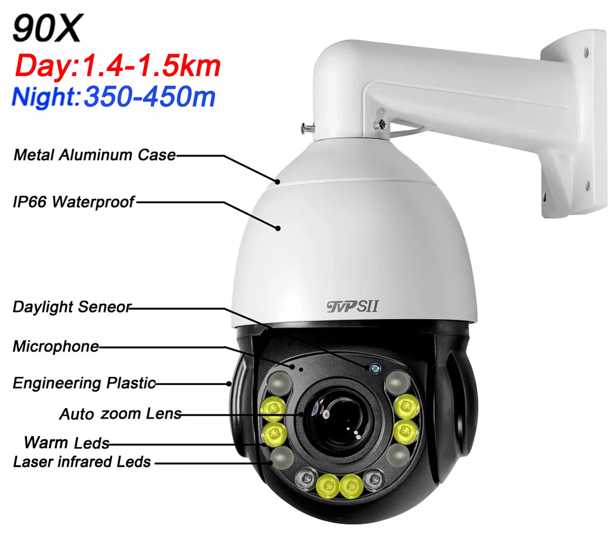 Full Color Infrared Auto Tracking CamHi H.265+ 8MP 4K IMX415 256G 90X Optical Zoom Audio 360° Rotate WIFI POE PTZ IP Camera