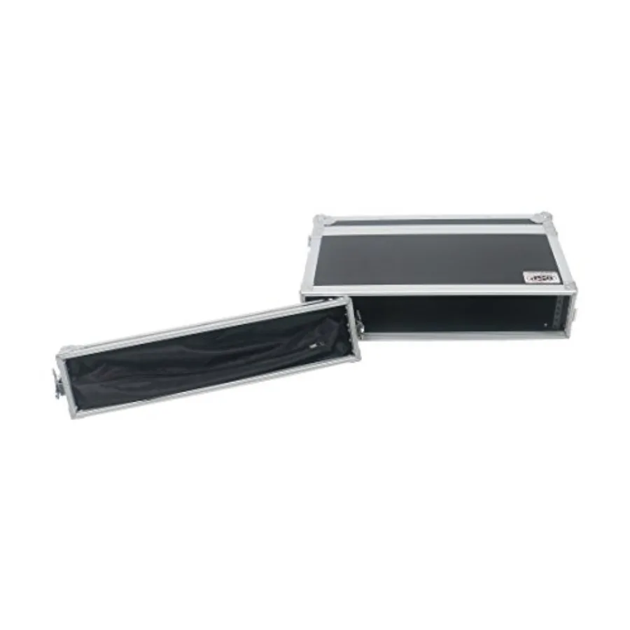 2-Space Effects Rack ATA Road Case 10 غلاف صلب متين أسود عميق مع امتصاص الصدمات ومزالج آمنة