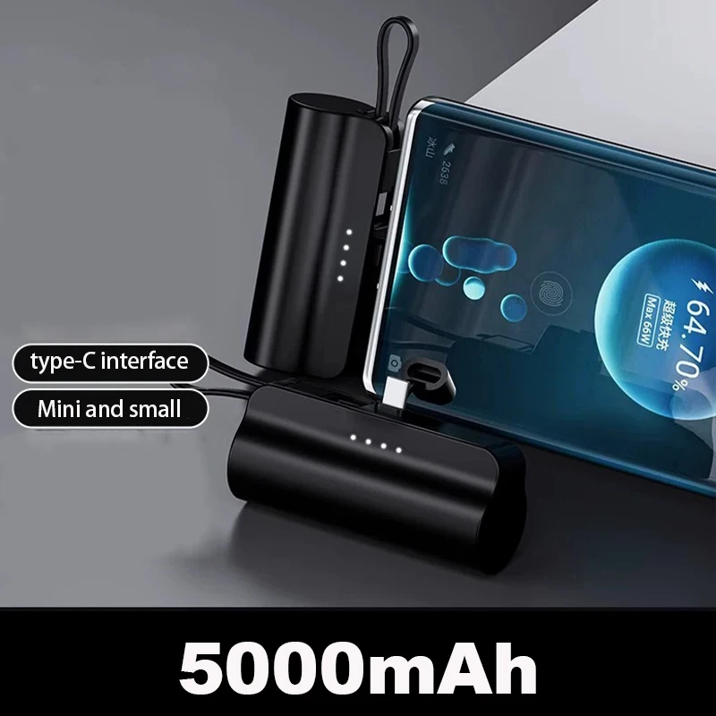 Мини-банк питания емкостью 10000 мАч для IPhone 13 14 15 Xiaomi Samsung Tye-c/Apple, внешний аккумулятор с интерфейсом, двойная зарядка с кабелем USB C