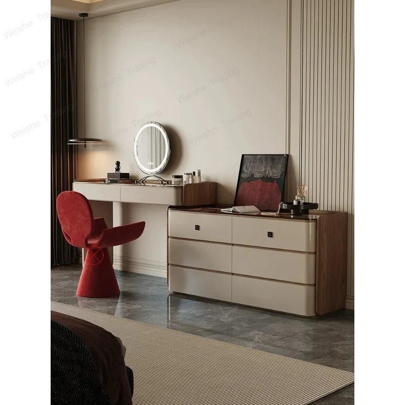 Light luxury dresser, chest, integrated medieval bed end with lock, locker, makeup table
