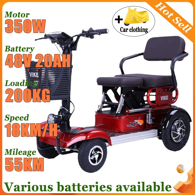 

Household Portable Elderly Leisure Flowing Disability Two Persons Electric Scooter Four Wheels Commuting Adult Mobility Scooter