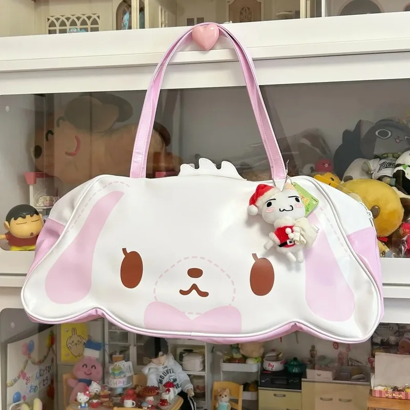 New Cute Sanrio Sugar Rabbit Bag Pink Double-Sided Pu Handbag Shoulder Bag With Large Capacity For Cute Birthday Gift Girls