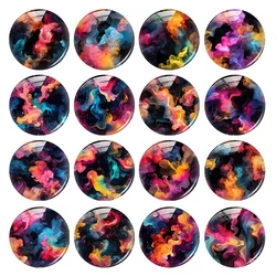 Handmade Black Pink Liquid Ink Photo Glass Cabochon Flatback Charms Demo Flat Back Cameo For Diy Jewelry Making Accessories