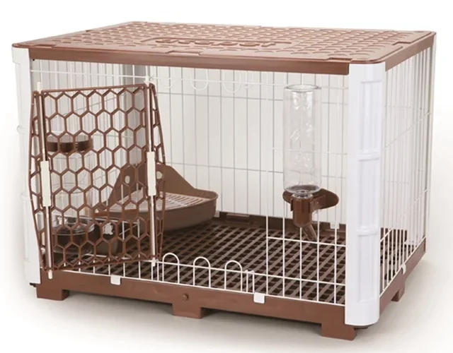 Breathable Metal And Plastic Material Indoor Rabbit Home House Pet Cages With A Drinker Feeder And Pan