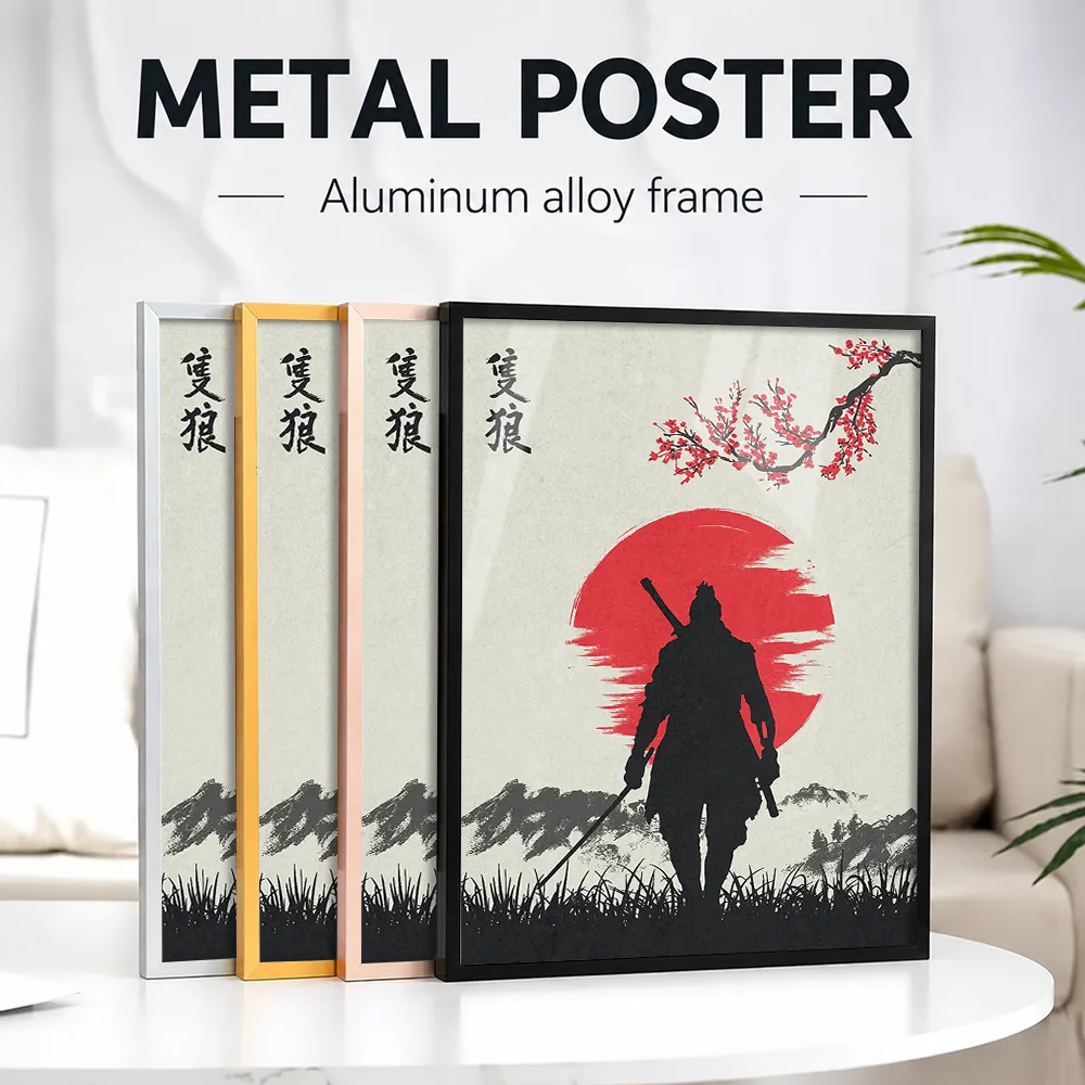 Sekiro Shadow Game Framed Metal Print Customized Photo Enchanting Graphic Style Wall Art For Collector Room Adventure Fan Gift