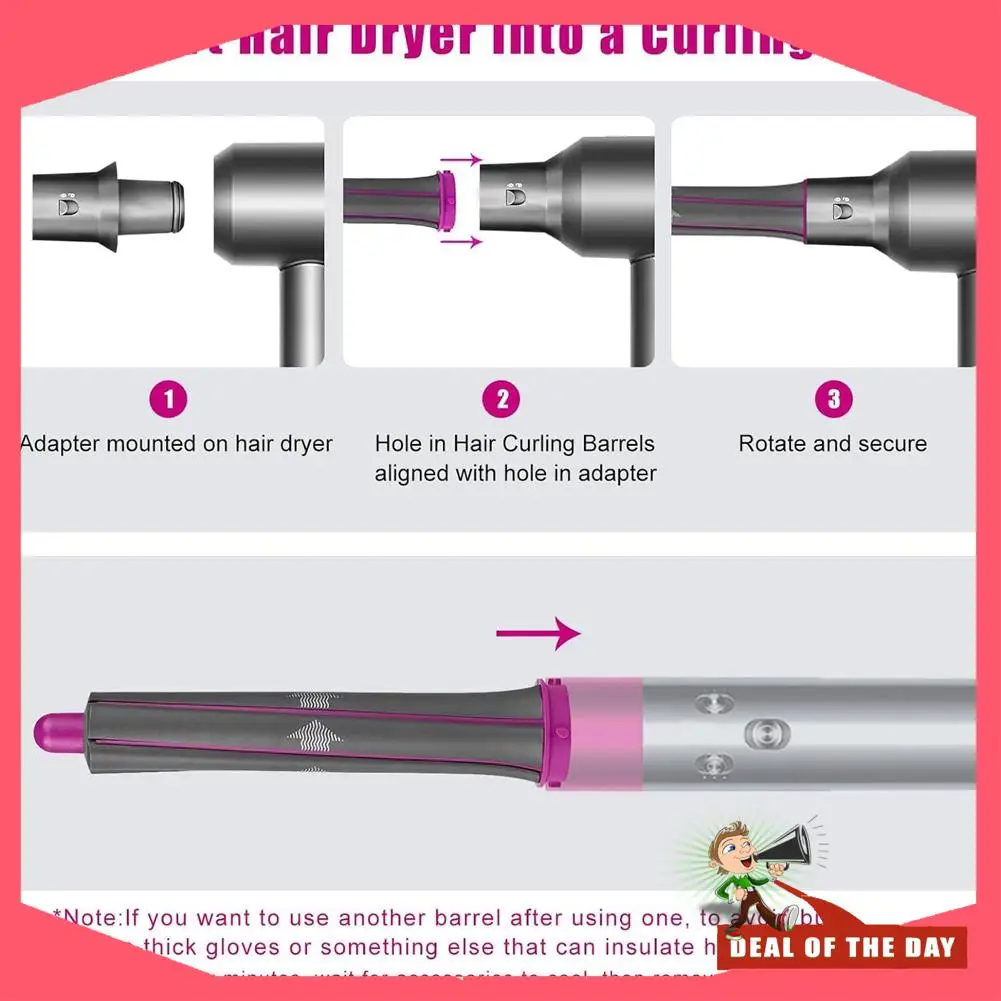 

24-Hour Delivery Hair Curling Iron Barrels & Round Brush Attachment For Dyson Supersonic Hair Dryer 5 In 1 Hair Tools Replacemen