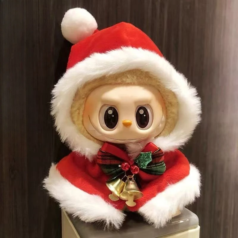 

Clothes For Labubu Clothing Merry Christmas Hat Scarf Elk Snowman Set Mini Plush 17cm Doll Accessory New Year Dress Gift