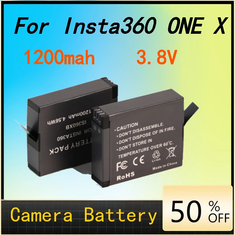 

New 1200mAh Replacement Battery + Micro USB Charger for Insta360 ONE X Camera High-Quality High-Performance Persistent Standby