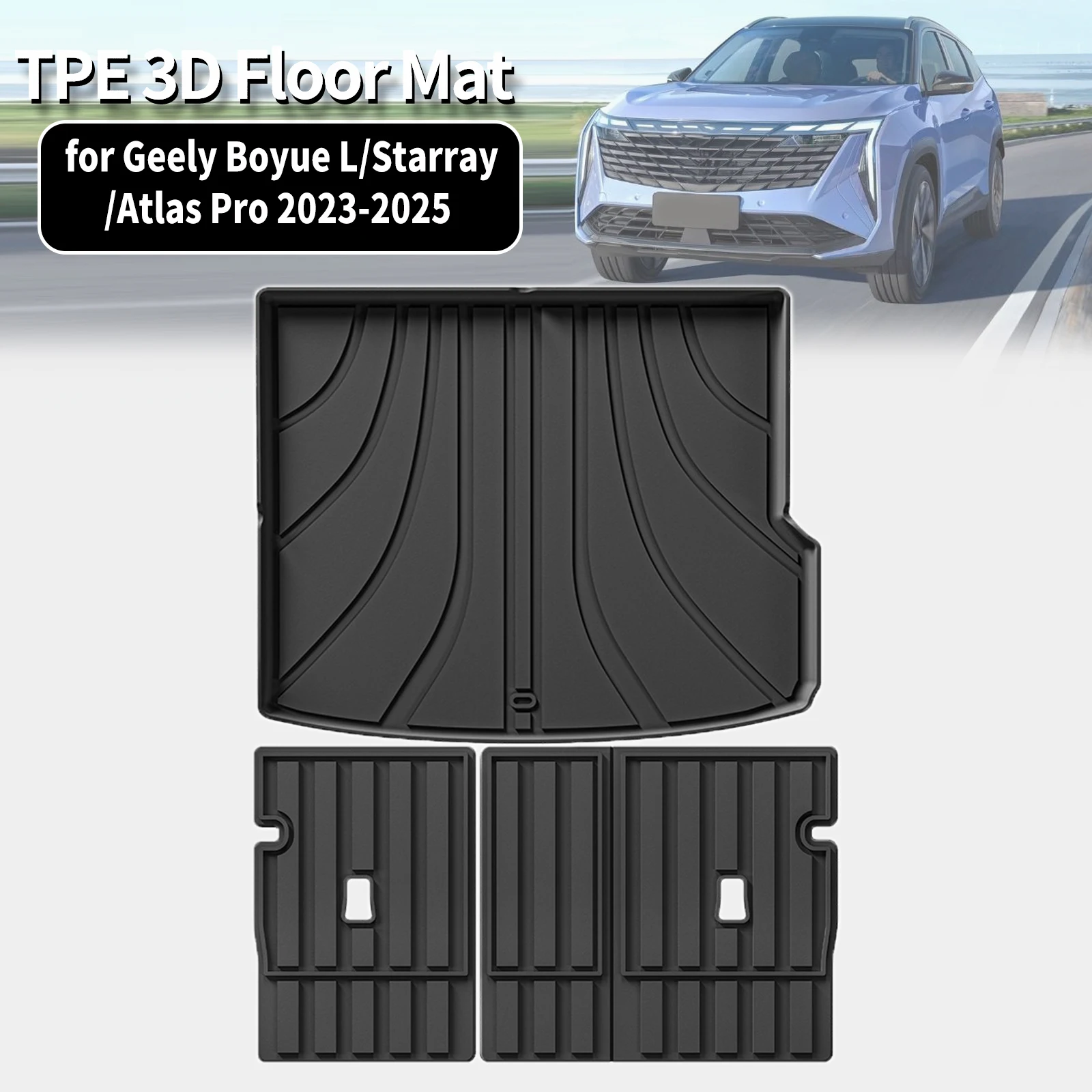 for Geely Boyue L Starray Atlas Pro GAS Fuel 2023 2024 2025 LHD TPE Car Floor & Trunk Mats, All-Weather Waterproof